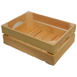 Caisse à fruits en bois naturel, 14x39x29 cm, idéale pour le stockage et le transport.