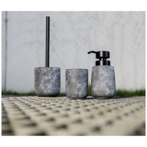 Set bagno Wenko Sacile effetto cemento grigio: portaspazzolino, dispenser sapone e set WC.