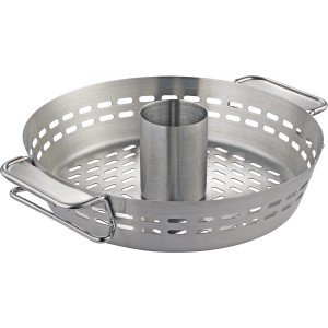 Rôtissoire à volaille Jamestown pour système modulaire, ustensile de grill en acier inoxydable avec poignées.