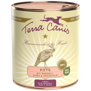 Terra Canis Classic Tacchino cibo umido per cani, lattina da 800g con tacchino, verdure e frutta.