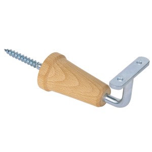 Support de main courante avec rosace (2 pièces) en métal galvanisé et bois.