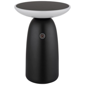 Lampe de table solaire LED dimmable Globo, forme de gobelet, noire, pour l'extérieur.