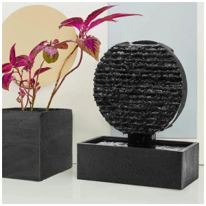 Fontaine de table Climaqua Ayo S en ardoise avec plante, fontaine d'intérieur pour une ambiance relaxante.