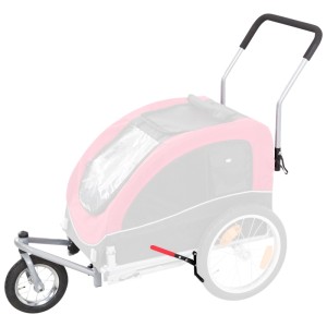 Kit di conversione Trixie Jogger per rimorchio per cani M, nero-rosso, con maniglia e ruota.