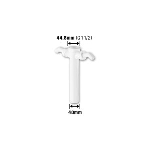 Tube réglable blanc en plastique (44,8 mm/G 1 1/2) pour rallonge de siphon.