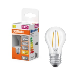 Lampadina LED Osram E27 a goccia, 1.8W, chiara. Lampada LED per applicazioni versatili.