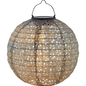 Lanterne solaire décorative Pellaro grise, forme lampion, Ø 25 cm, avec LED blanc chaud pour éclairage d'ambiance.