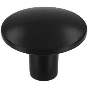 Pomello per mobile Siro 2087F nero, rotondo, in metallo con finitura opaca.