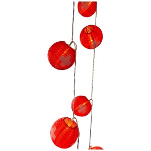 Guirlande lumineuse solaire LED Suisse avec 10 lanternes rouges pour l'extérieur.