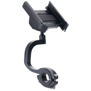 Supporto per smartphone Vmax in metallo nero per manubrio e-scooter.