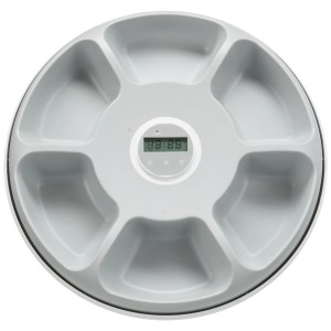 Distributeur de nourriture Trixie TX5+1 blanc avec 6 compartiments et minuteur digital. Convient aux chiens.