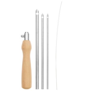 Set punch needle Rico Design, 6 pezzi con manico in legno e 3 aghi di diverse dimensioni.