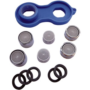 Sanitop-Wingenroth Set risparmio idrico 9 pezzi con miscelatori, guarnizioni e chiave.