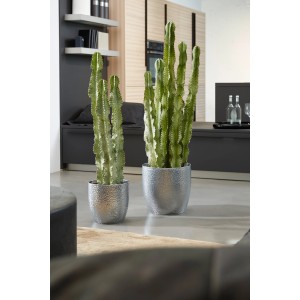 Soendgen Keramik Vaso Boston Metallic, Ø 24 cm, argento lucido con finitura martellata.