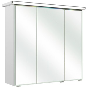 Armoire de toilette Pelipal Quantum Kompakt, blanc brillant, 75cm avec profil LED et 3 portes miroir.