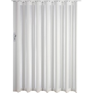 Porte pliante en verre blanc brillant Larya, 84x205 cm, idéale pour les espaces réduits.