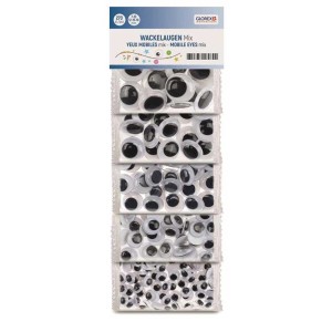 Set di occhi mobili con 270 pezzi in bianco e nero, varie dimensioni per lavoretti.