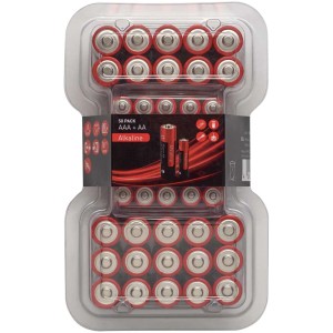 Piles alcalines AAA et AA, lot de 50 sous blister. Source d'énergie fiable pour de nombreux appareils.