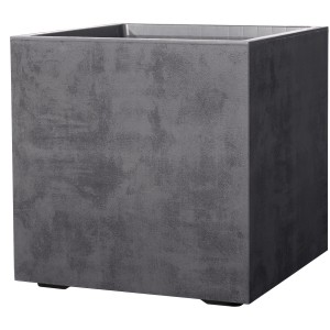 Fioriera Deroma Cubo Millennium antracite a forma di cubo, 49x49x49 cm con ruote.