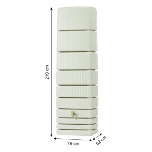 Serbatoio acqua piovana 4rain Slim, 650 l, beige sabbia, con accessori. Botte per la raccolta dell'acqua piovana.