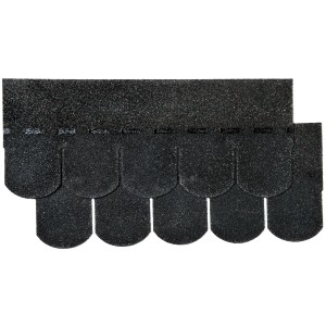 Bardeau bitumé noir en queue de castor, 2 m²/paquet, pour toiture d'abris de jardin et pavillons.