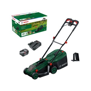 Tondeuse à batterie Bosch Rotak 18V-34 avec batterie et chargeur, en kit.