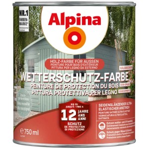 Alpina WSF Wetterschutzfarbe Steingartenblau, 750ml Dose, für Holz im Außenbereich.