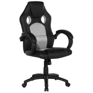 Sedia gaming Beliani Fighter, nero-grigia, in similpelle con mesh traspirante.