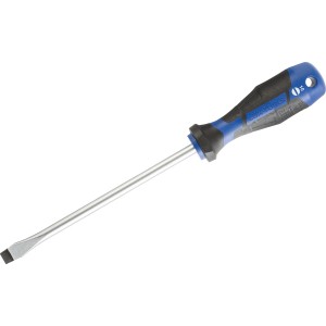 Tournevis LUX Comfort SL 10 mm avec manche bleu et noir et lame plate.