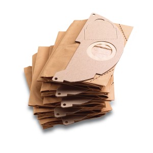 Sacs filtrants en papier Kärcher, 5 pièces, pour aspirateurs. Résistants à la déchirure et haute performance de filtration.
