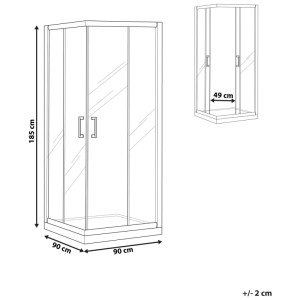 Beliani Cabine de douche Tela en verre transparent et noir 185 x 90 x 90 cm