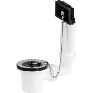 Kit de vidage et de trop-plein chromé pour évier avec bouchon et chaîne, 47,8 mm x 70 mm.
