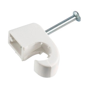 Collier à clou blanc (7-11 mm) avec clou pour fixation de câbles, lot de 200.