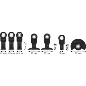Set bois Bosch pour menuisiers, fixation Starlock, différentes lames de scie pour outils multifonctions.