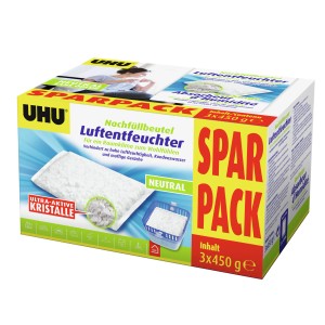 UHU Recharge Déshumidificateur Pack Économique, 3 x 450g. Déshumidificateur pour un climat intérieur confortable.