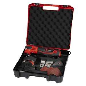 Outil multifonction Einhell TE-MG 350 EQ dans une mallette avec accessoires.