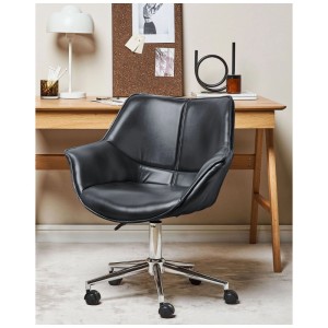 Sedia da ufficio nera Beliani Newdale con base cromata e rivestimento in similpelle.