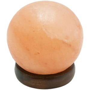 Globo Lampada da tavolo LED, sfera di cristallo di sale su base in legno, colori naturali, 5W.