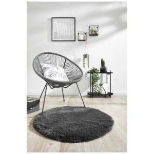 Tappeto Andiamo Alpa, tappeto rotondo antracite con pelo morbido (Ø 80cm).