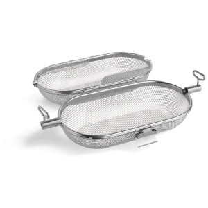 Cesto per griglia Burnhard per girarrosto, acciaio inox, 5,8 l, a maglia fine per verdure grigliate e altro.