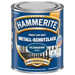 Dose Hammerite Metall-Schutzlack Blau glänzend, 750ml, für Rostschutz und Lackierung.
