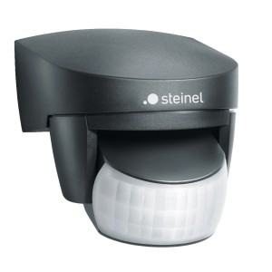 Rilevatore di movimento Steinel IS 140-2 nero con angolo di rilevamento di 140°.