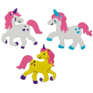 Moosgummisticker Einhorn, 28 Stk., selbstklebend, ideal zum Basteln und Dekorieren.