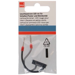 Cartouche d'éclairage LED rouge pour interrupteurs, boutons et petite combinaison sous blister.