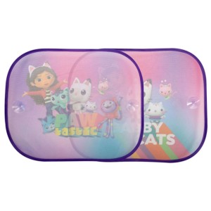 Pare-soleil Hits4Kids Gabby's Dollhouse, lot de 2, avec motifs colorés et ventouses.