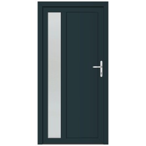 Porte d'entrée secondaire Midland anthracite avec insert en verre, ouverture à droite.