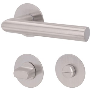 Alpertec Simply Stick, rosetta WC in acciaio inox satinato con pomello.