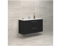 Badmöbel-Set Ergo 2 Schubladen Schwarze Eiche / Breite 121 cm