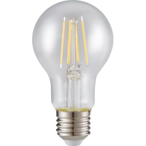 Lampadina LED E27 a globo, 4,2 W, luce bianca calda per ambienti domestici.
