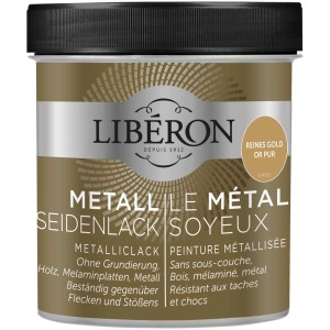 Libéron Smalto Metallico Effetto Seta Oro Puro, barattolo da 0,5 l. Pittura effetto per mobili e oggetti in legno.